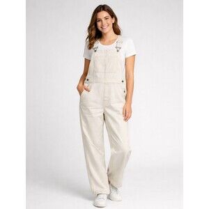 GAP Women Off White Overalls Wide Leg Casual Cotton Bib Pants XS